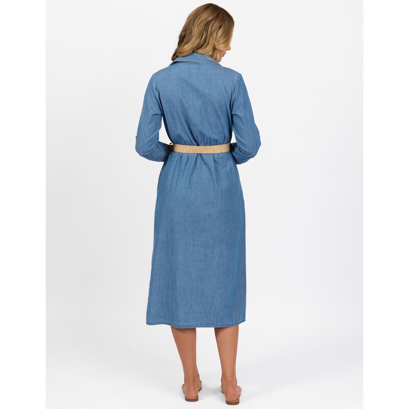 Vassalli Long Sleeve Shirt Dress With Sleeve Tab And Belt image number 1